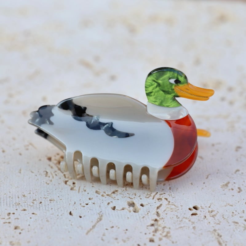ククシュゼット 正規商品 ヘア アクセ クリップ かわいい 鳥 カモ