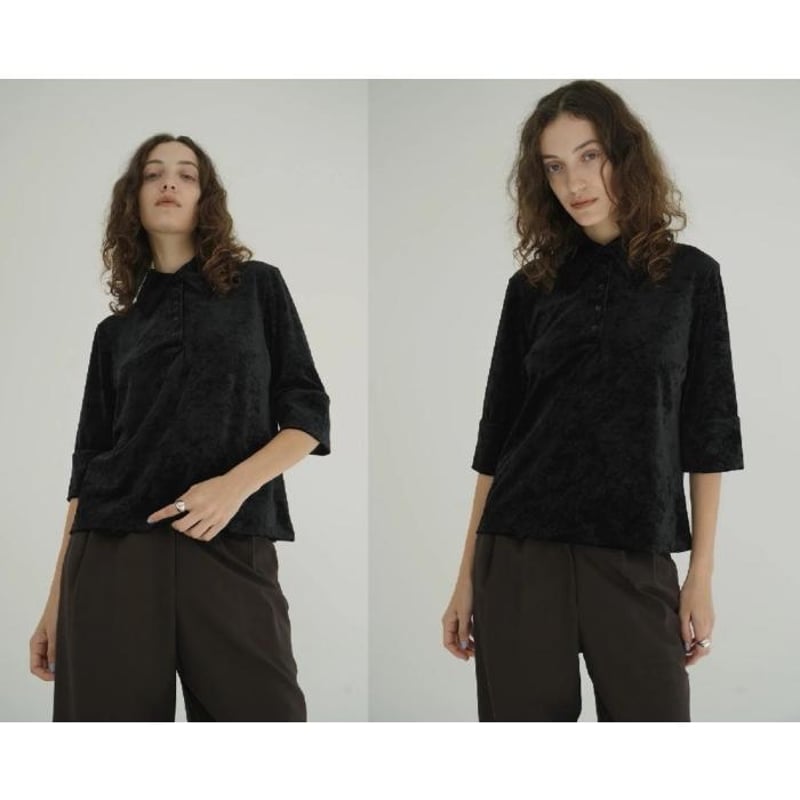 CLANE / CRUSHED VELOUR POLO TOPS / 191224062 |