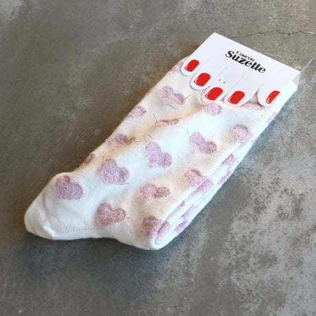 ククシュゼット 正規商品 靴下 レディース かわいい クルー丈 ギフト Coucou Suzette ピンク ハート ソックス Pink Heart Socks ホワイト×ピンク White×Pin