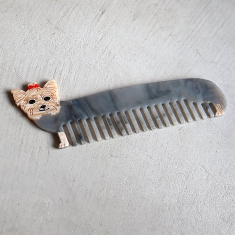 ククシュゼット 正規商品 ヘア くし ブラシ コーム かわいい フランス ギフト Coucou Suzette ヨークシャテリア コーム Yorkshire Comb グレー Gray