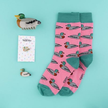 ククシュゼット 正規商品 ヘア アクセ クリップ ピン ヘアピン かわいい 鳥 フランス Coucou Suzette アヒル マガモ ヘア クリップ マルチ(duckclip)