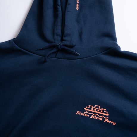 "STATEN ISLAND FERRY CREW TYPE" 10oz COTTON HOODIE NAVY
