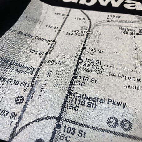 "The SUBWAY MAP HARLEM" 6.5oz HeavyWeight Tee BLK