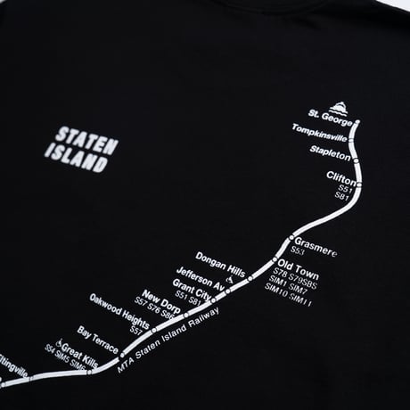 "STATEN ISLAND SUBWAY MAP Pt1" 7.5 oz Max Heavyweight L/S Tee Black