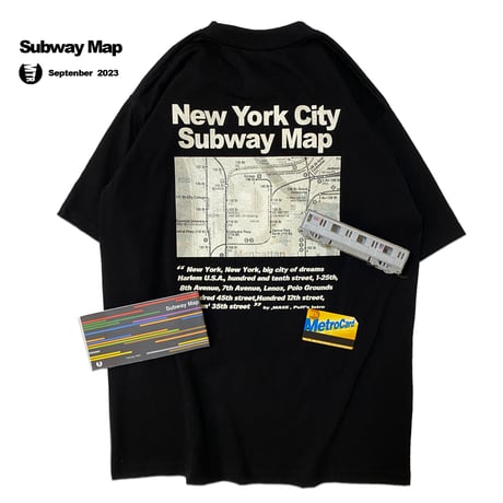 "The SUBWAY MAP HARLEM" 6.5oz HeavyWeight Tee BLK