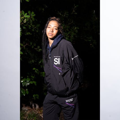 "STATEN ISLAND BUS MAP" COTTONLIKE NYLON PANTS BLACK