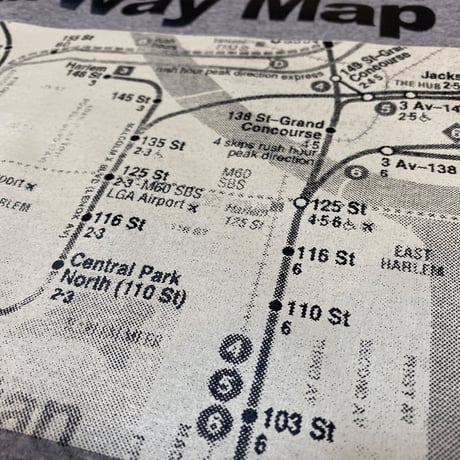 "The SUBWAY MAP HARLEM" 6.5oz HeavyWeight Tee Gray