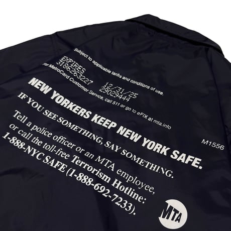 "MetroCard Farewell" NYLON COACH JKT  BLACK