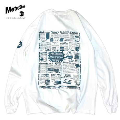 "UPSTAIR RECORDS" Garment Dyed 6.1 oz L/S Tee White