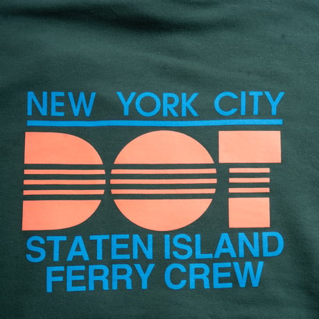 "STATEN ISLAND FERRY CREW TYPE" 10oz COTTON HOODIE GREEN