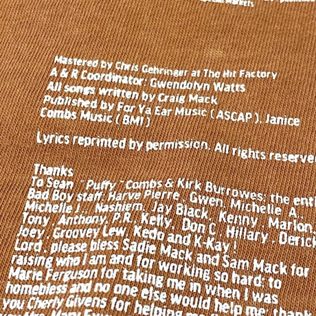 “CraigMack US ORIGINAL VINYL” Tee  YAM
