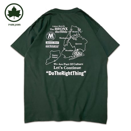 "PARK JAMS" 6oz US COTTON Tee ForestGreen