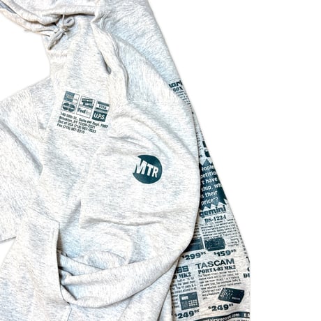 "UPSTAIR RECORDS" 8oz US Hoodie AshGrey