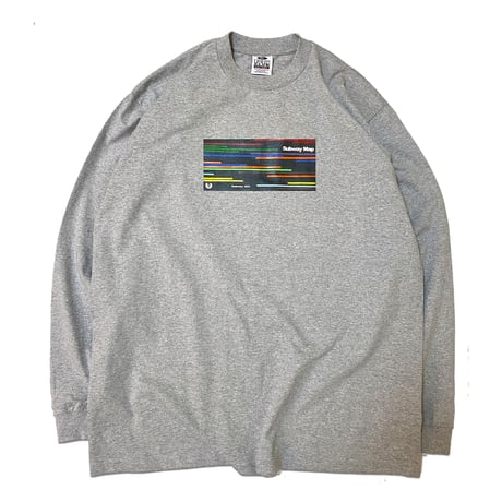 "The SUBWAY MAP HARLEM" 6.5oz HeavyWeight L/S Tee Gray