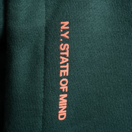 "STATEN ISLAND FERRY CREW TYPE" 10oz COTTON HOODIE GREEN