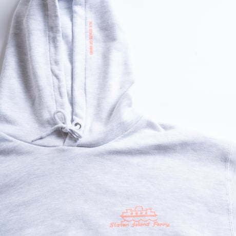 "STATEN ISLAND FERRY CREW TYPE" 10oz COTTON HOODIE ASH GRAY