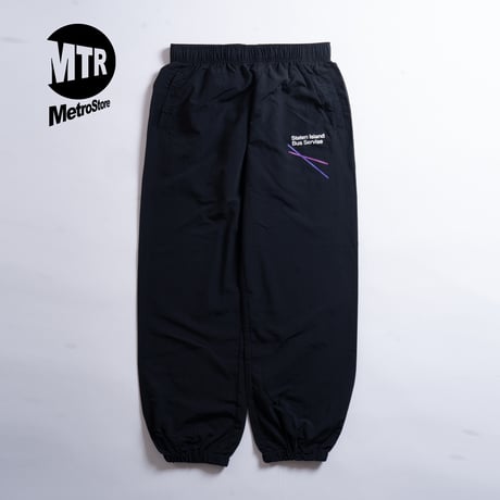 "STATEN ISLAND BUS MAP" COTTONLIKE NYLON PANTS BLACK