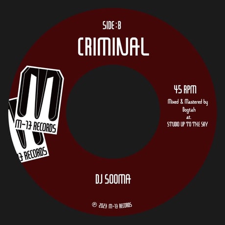 DJ SOOMA : BANG BANG / CRIMINAL :7inch VINYL