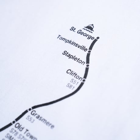"STATEN ISLAND SUBWAY MAP Pt2" 7.5 oz Max Heavyweight S/S Tee White