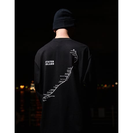 "STATEN ISLAND SUBWAY MAP Pt1" 7.5 oz Max Heavyweight L/S Tee Black