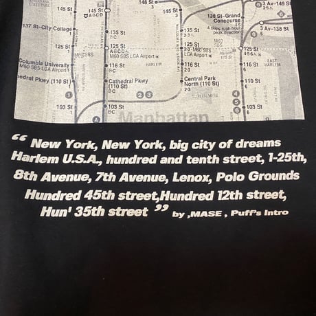 "The SUBWAY MAP HARLEM" 6.5oz HeavyWeight Tee BLK