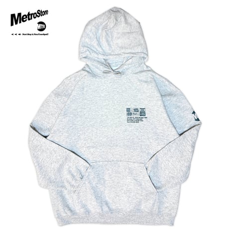 "UPSTAIR RECORDS" 8oz US Hoodie AshGrey