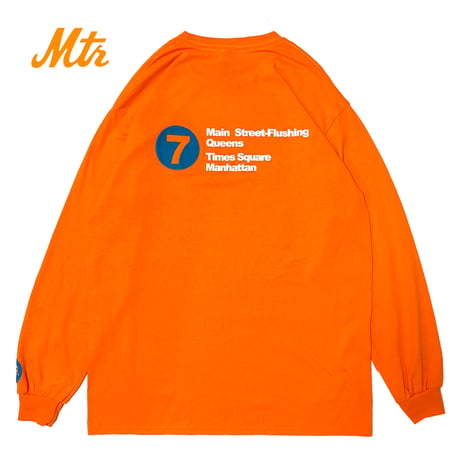 "The 7Train NY Mets" 6oz US COTTON L/S Tee Orange