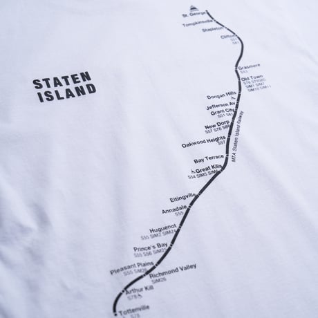 "STATEN ISLAND SUBWAY MAP Pt2" 7.5 oz Max Heavyweight S/S Tee White