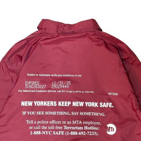 "MetroCard Farewell" NYLON COACH JKT  BURGANDY