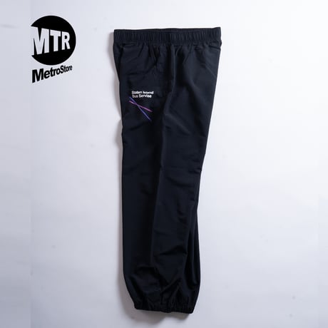 "STATEN ISLAND BUS MAP" COTTONLIKE NYLON PANTS BLACK