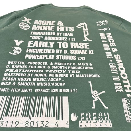 ”CassetteTape＆Crack”  GarmentDye 6.1oz Tee LightGreen