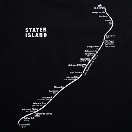 "STATEN ISLAND SUBWAY MAP Pt1" 7.5 oz Max Heavyweight L/S Tee Black
