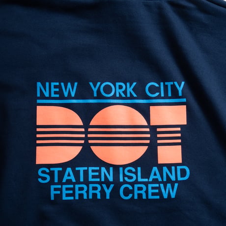 "STATEN ISLAND FERRY CREW TYPE" 10oz COTTON HOODIE NAVY