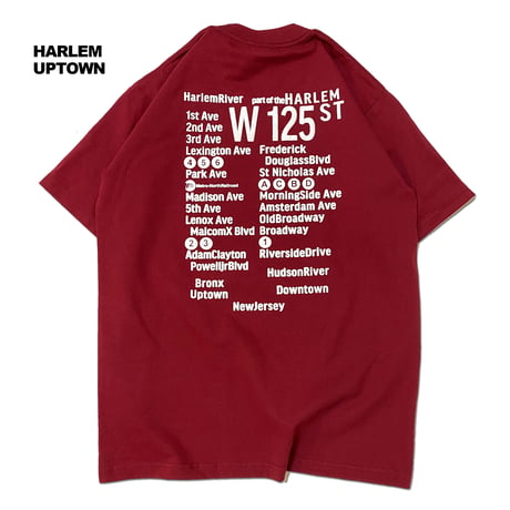 "HARLEM"Tee 6.5oz HeavyWeight バーガンディ