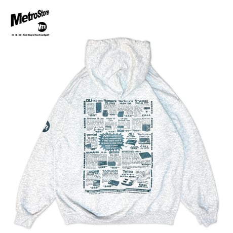 "UPSTAIR RECORDS" 8oz US Hoodie AshGrey
