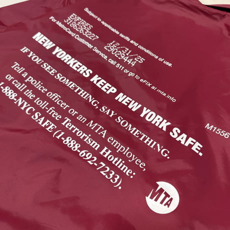 "MetroCard Farewell" NYLON COACH JKT  BURGANDY