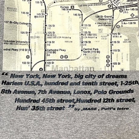 "The SUBWAY MAP HARLEM" 6.5oz HeavyWeight Tee Gray