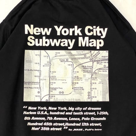 "The SUBWAY MAP HARLEM" 6.5oz HeavyWeight Tee BLK