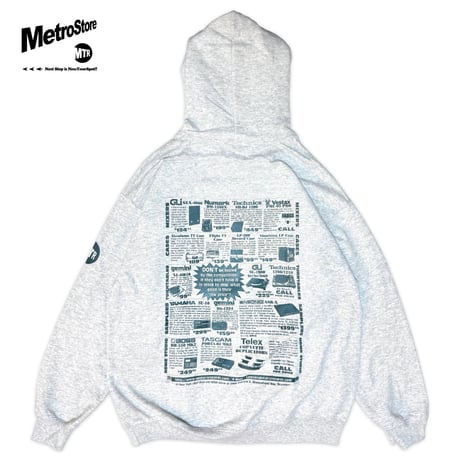 "UPSTAIR RECORDS" 8oz US Hoodie AshGrey