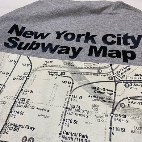 "The SUBWAY MAP HARLEM" 6.5oz HeavyWeight Tee Gray