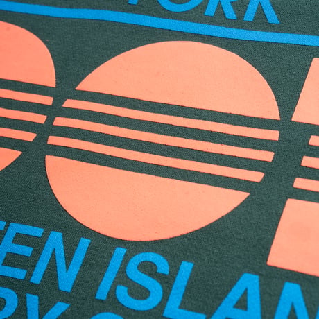 "STATEN ISLAND FERRY CREW TYPE" 10oz COTTON HOODIE GREEN