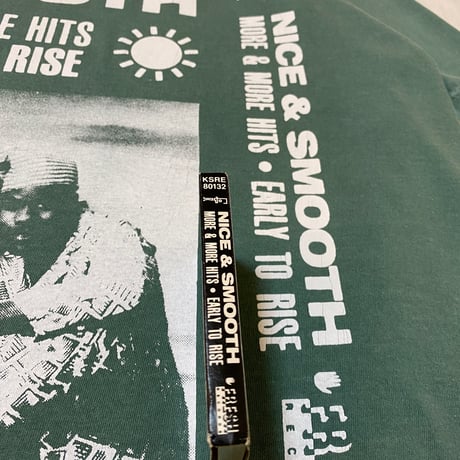”CassetteTape＆Crack”  GarmentDye 6.1oz Tee LightGreen