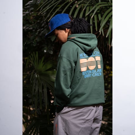 "STATEN ISLAND FERRY CREW TYPE" 10oz COTTON HOODIE ASH GRAY