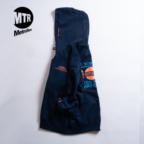 "STATEN ISLAND FERRY CREW TYPE" 10oz COTTON HOODIE NAVY