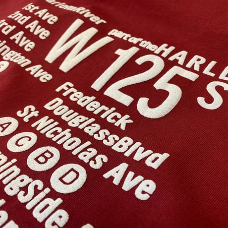 "HARLEM"Tee 6.5oz HeavyWeight バーガンディ