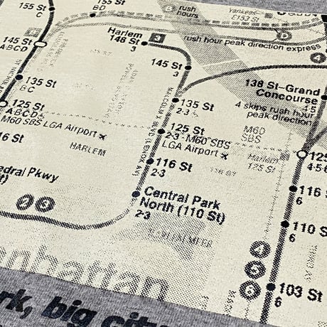 "The SUBWAY MAP HARLEM" 6.5oz HeavyWeight Tee Gray