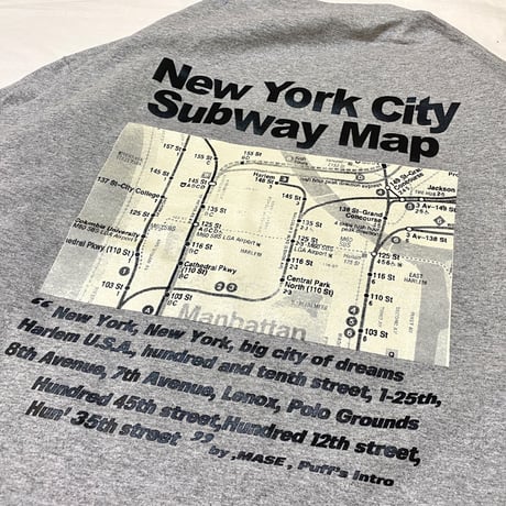 "The SUBWAY MAP HARLEM" 6.5oz HeavyWeight Tee Gray