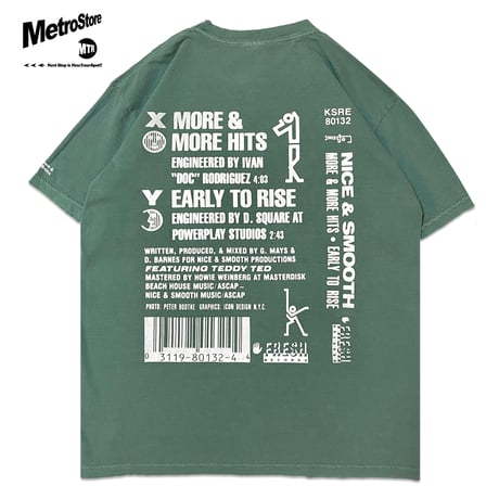 ”CassetteTape＆Crack”  GarmentDye 6.1oz Tee LightGreen