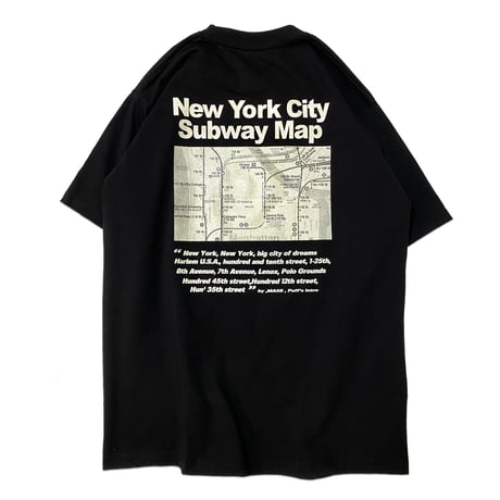 "The SUBWAY MAP HARLEM" 6.5oz HeavyWeight Tee BLK