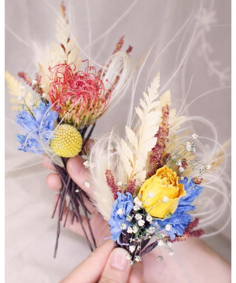 【りんりん】ブーケ、ブートニア、ヘッドパーツ、ヘッドドレス　セット ヘッドドレス ブーケヘアピン /結婚式・お呼ばれヘア